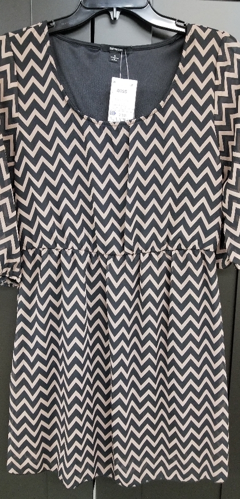 Chevron, black and blush dress